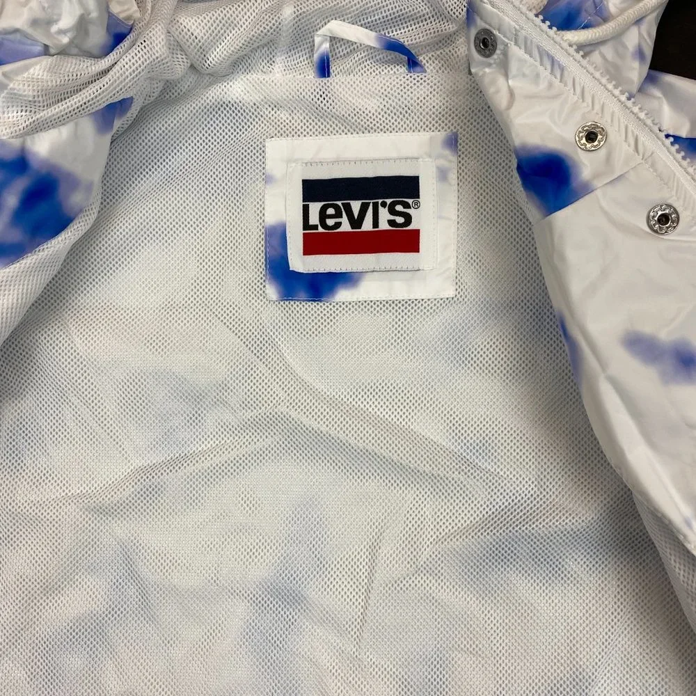 Women's Levi's Lightweight Retro Rain Slicker Jacket - Blue Tie Dye - L - Picture 6 of 7